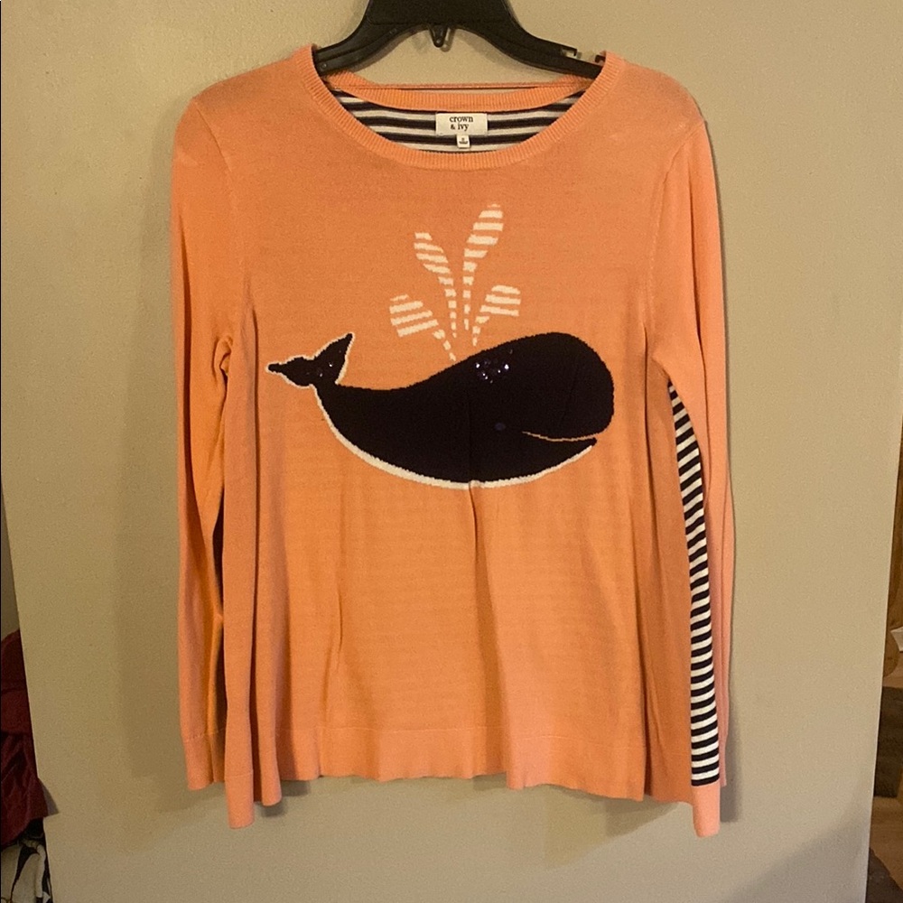 Coral Whale Graphic Sweater
